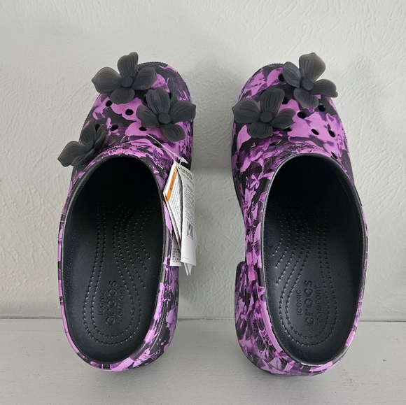 NWT CROCS Siren Hyper Floral Clog- Black/Purple - Picture 2 of 10